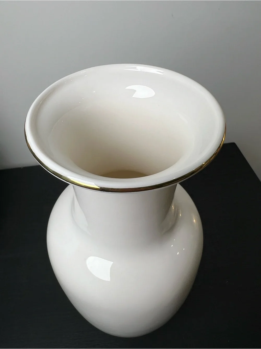 Vintage Japanese Porcelain White Vase with Peach & Purple Cylcamen Floral Design